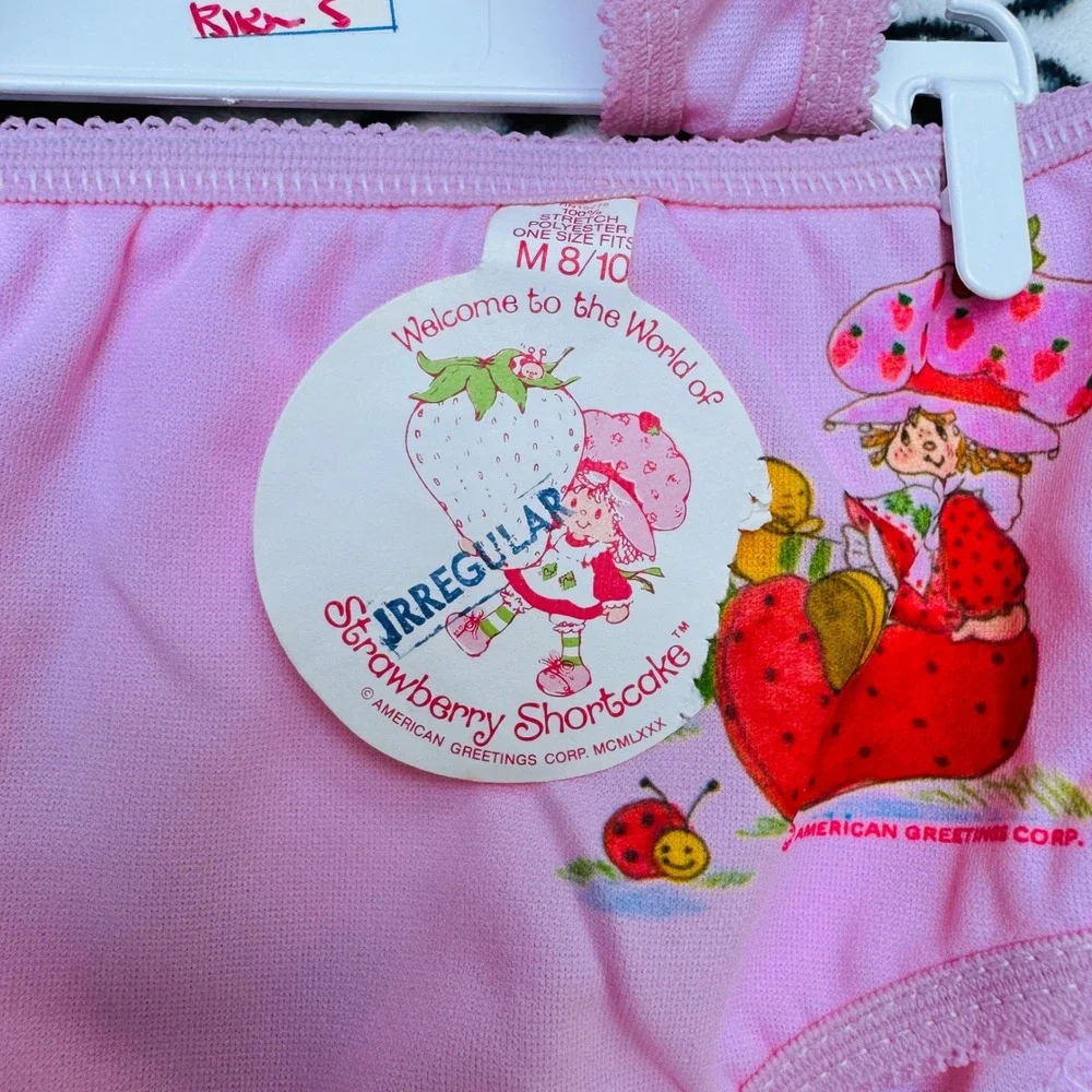 Strawberry Shortcake Undershirt Set Kids M 8-10 Pink New Vintage 1980 Graphic